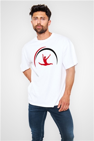 Jimnastik Beyaz Unisex Oversize Tişört T-Shirt
