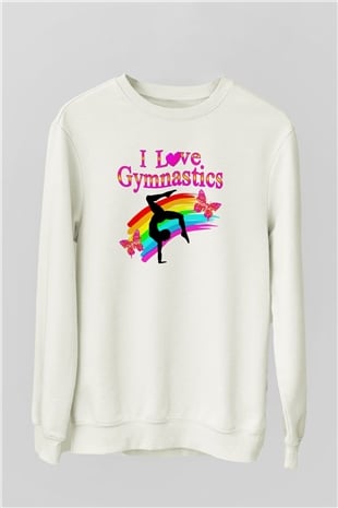 Jimnastik Beyaz Unisex Sweatshirt