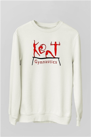Jimnastik Beyaz Unisex Sweatshirt