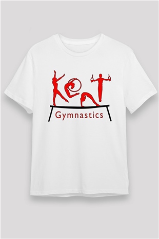 Jimnastik Beyaz Unisex Tişört T-Shirt - TişörtFabrikası