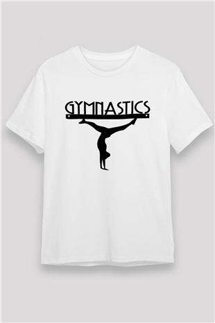 Jimnastik Beyaz Unisex Tişört T-Shirt - TişörtFabrikası