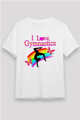 Jimnastik Beyaz Unisex Tişört T-Shirt - TişörtFabrikası