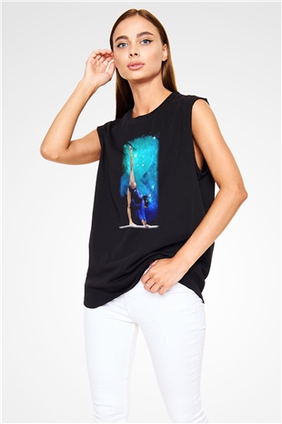 Jimnastik Siyah Unisex Kolsuz Tişört
