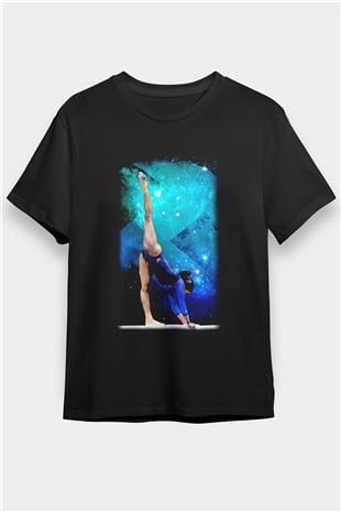 Jimnastik Siyah Unisex Tişört T-Shirt - TişörtFabrikası