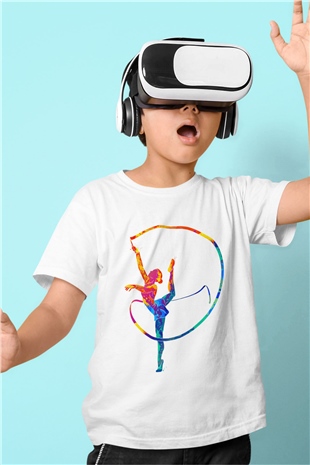 Jimnastikçi Beyaz Unisex Çocuk Tişört