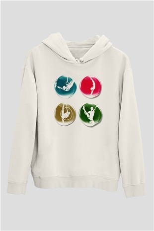 Jimnastikçi Beyaz Unisex Hoodie
