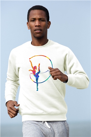 Jimnastikçi Beyaz Unisex Sweatshirt