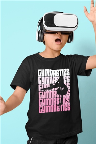 Jimnastikçi Siyah Unisex Çocuk Tişört