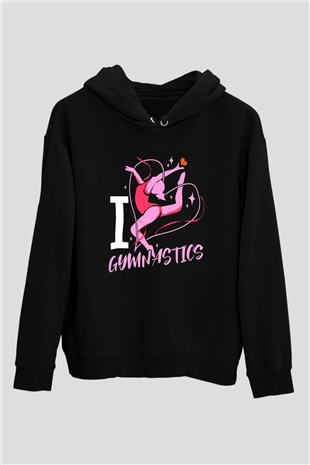 Jimnastikçi Siyah Unisex Kapüşonlu Sweatshirt