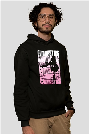 Jimnastikçi Siyah Unisex Kapüşonlu Sweatshirt
