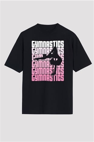 Jimnastikçi Siyah Oversize Tişört Oversize T-shirt - TişörtFabrikası