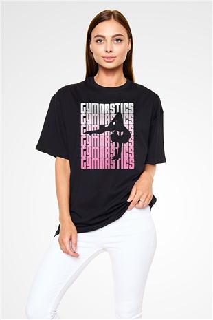 Jimnastikçi Siyah Oversize Tişört Oversize T-shirt - TişörtFabrikası