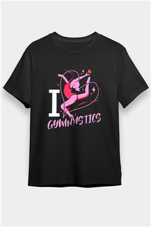 Jimnastikçi Siyah Unisex Tişört T-Shirt - TişörtFabrikası