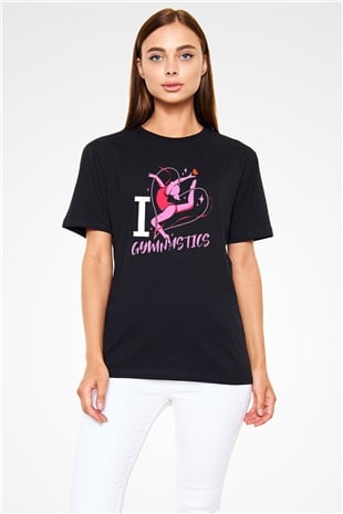 Jimnastikçi Siyah Unisex Tişört T-Shirt - TişörtFabrikası