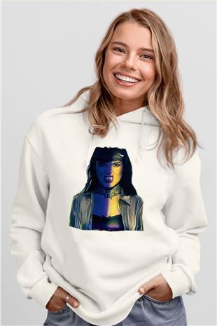 Jinjer Baskılı Beyaz Unisex Kapüşonlu Sweatshirt