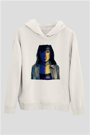 Jinjer Baskılı Beyaz Unisex Kapüşonlu Sweatshirt