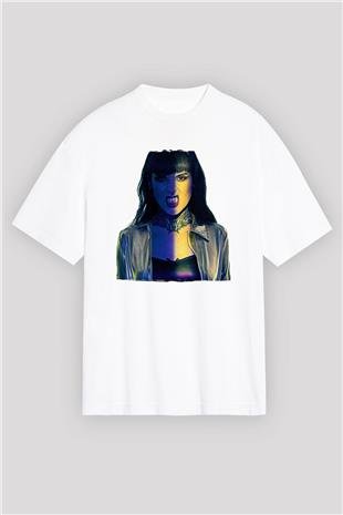 Jinjer Baskılı Beyaz Unisex Oversize Tişört - Tshirt