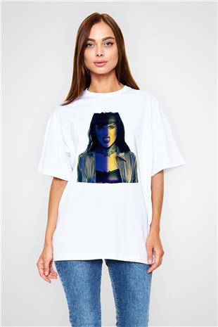 Jinjer Baskılı Beyaz Unisex Oversize Tişört - Tshirt