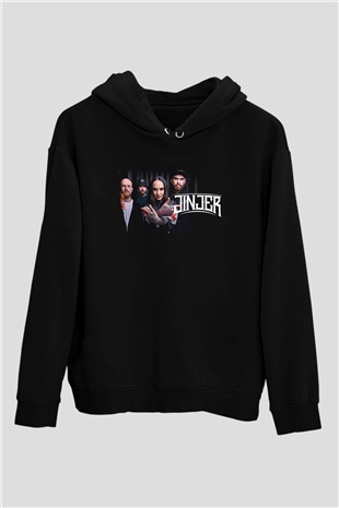 Jinjer Baskılı Unisex Siyah Kapüşonlu Sweatshirt