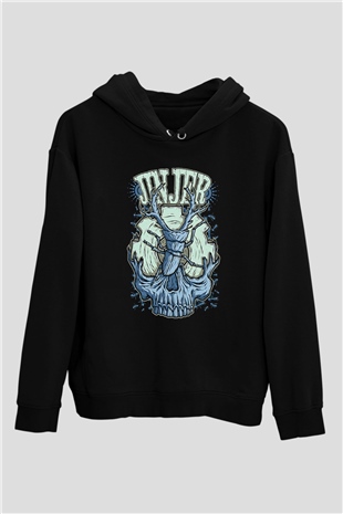 Jinjer Baskılı Unisex Siyah Kapüşonlu Sweatshirt