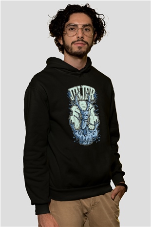 Jinjer Baskılı Unisex Siyah Kapüşonlu Sweatshirt