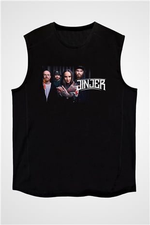 Jinjer Baskılı Unisex Siyah Kolsuz Tişört - Tshirt