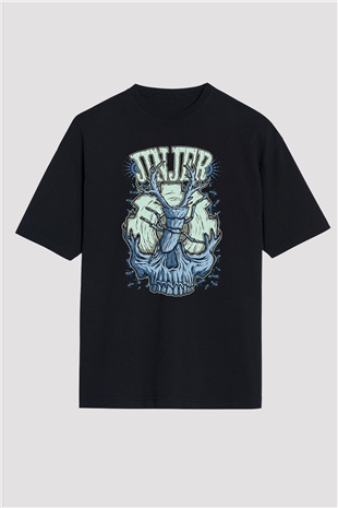 Jinjer Baskılı Unisex Siyah Oversize Tişört - Tshirt