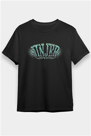 Jinjer Baskılı Unisex Siyah Tişört - Tshirt