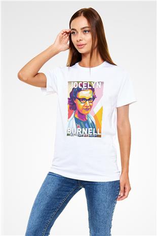 Jocelyn Bell Burnell Baskılı Unisex Beyaz Tişört - Tshirt