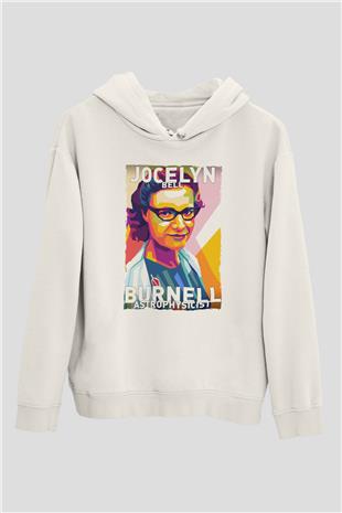 Jocelyn Bell Burnell Baskılı Unisex Ekru Hoodie