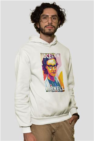 Jocelyn Bell Burnell Baskılı Unisex Ekru Hoodie