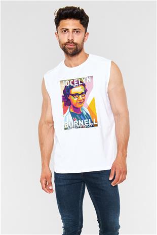 Jocelyn Bell Burnell Baskılı Unisex Kolsuz Beyaz Tişört - Tshirt
