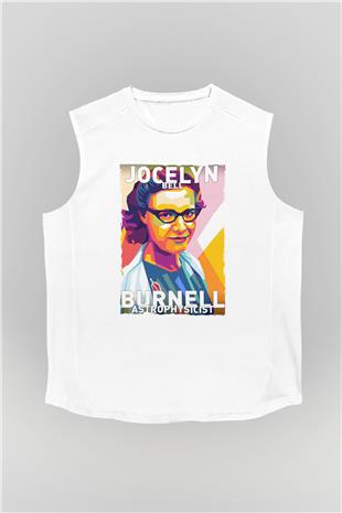 Jocelyn Bell Burnell Baskılı Unisex Kolsuz Beyaz Tişört - Tshirt