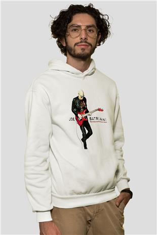 Joe Santriani Baskılı Beyaz Unisex Kapüşonlu Sweatshirt
