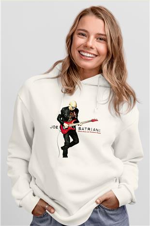 Joe Santriani Baskılı Beyaz Unisex Kapüşonlu Sweatshirt