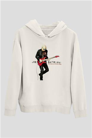 Joe Santriani Baskılı Beyaz Unisex Kapüşonlu Sweatshirt