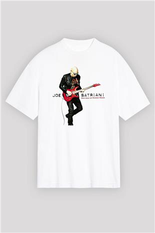Joe Santriani Baskılı Beyaz Unisex Oversize Tişört - Tshirt