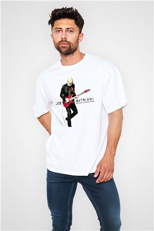 Joe Santriani Baskılı Beyaz Unisex Oversize Tişört - Tshirt