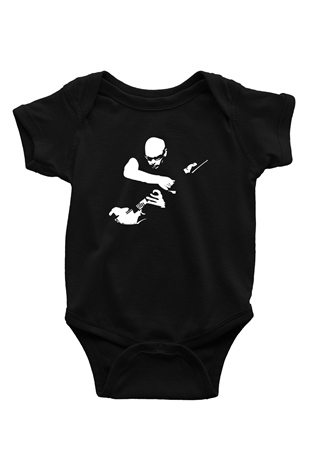 Joe Santriani Baskılı Unisex Siyah Bebek Body - Zıbın