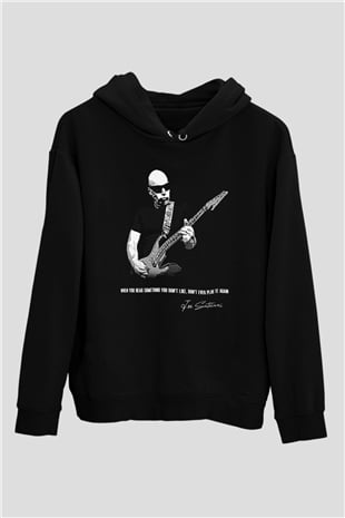 Joe Santriani Baskılı Unisex Siyah Kapüşonlu Sweatshirt