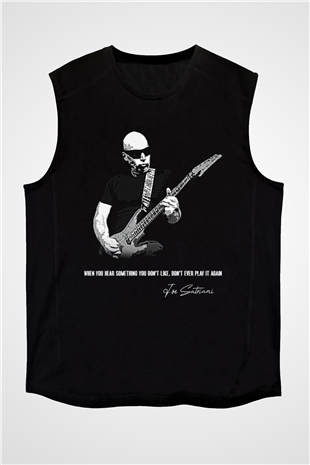 Joe Santriani Baskılı Unisex Siyah Kolsuz Tişört - Tshirt