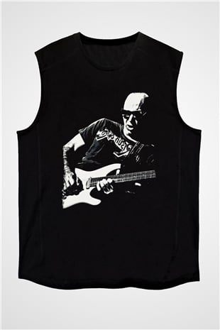 Joe Santriani Baskılı Unisex Siyah Kolsuz Tişört - Tshirt