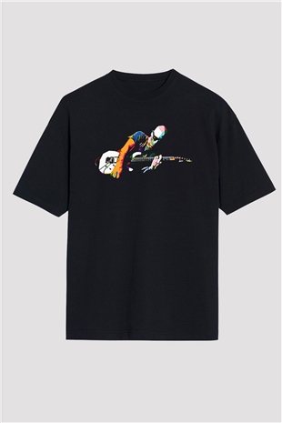 Joe Santriani Baskılı Unisex Siyah Oversize Tişört - Tshirt