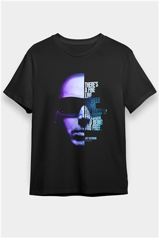 Joe Santriani Baskılı Unisex Siyah Tişört - Tshirt