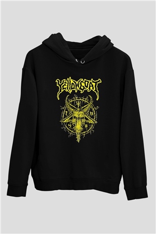 Joel Grind Baskılı Unisex Siyah Kapüşonlu Sweatshirt
