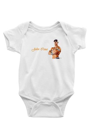 John Cena Baskılı Beyaz Unisex Bebek Body - Zıbın