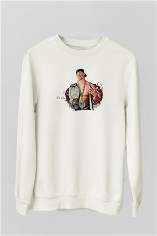 John Cena Baskılı Beyaz Unisex Sweatshirt