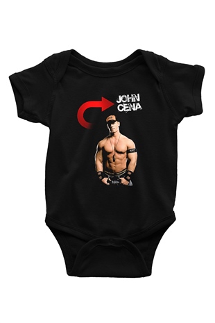 John Cena Baskılı Unisex Siyah Bebek Body - Zıbın