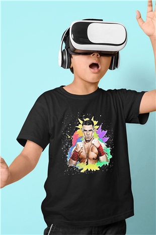 John Cena Baskılı Unisex Siyah Çocuk Tişört - Tshirt