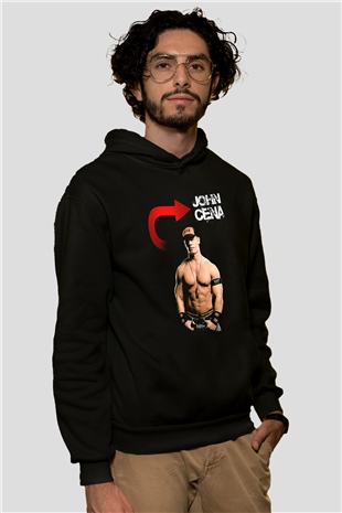 John Cena Baskılı Unisex Siyah Hoodie